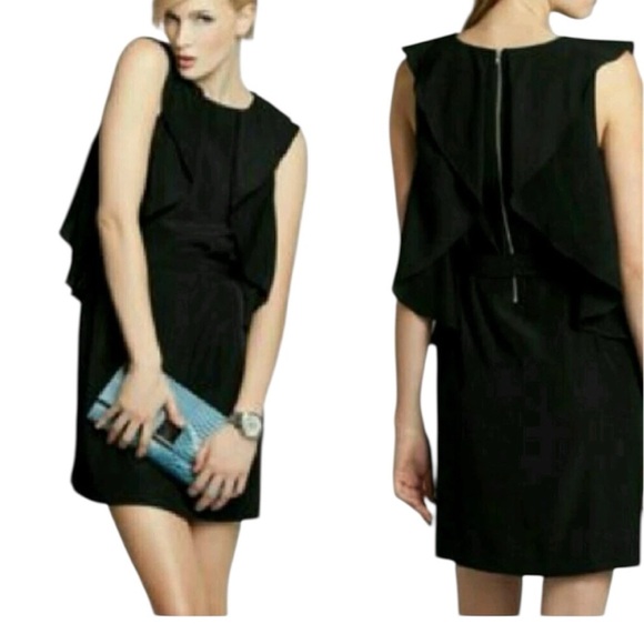 Guess by Marciano Elegant Black Cammun Sleeveless Ruffle Dress - Picture 1 of 15